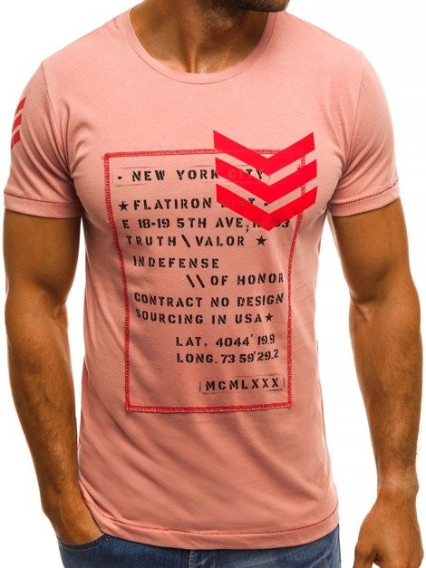 OZONEE MECH/2079T Men's T-Shirt - Pink