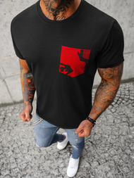 Men's T-Shirt - Black-Red OZONEE JS/8T85/5Z