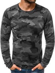 OZONEE JS/2088-10 Men's Long Sleeve T-Shirt - Dark grey-Camo
