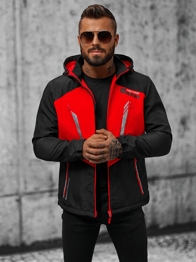 Men's Softshell Jacket - Black-Red OZONEE JS/HH022/1CZ