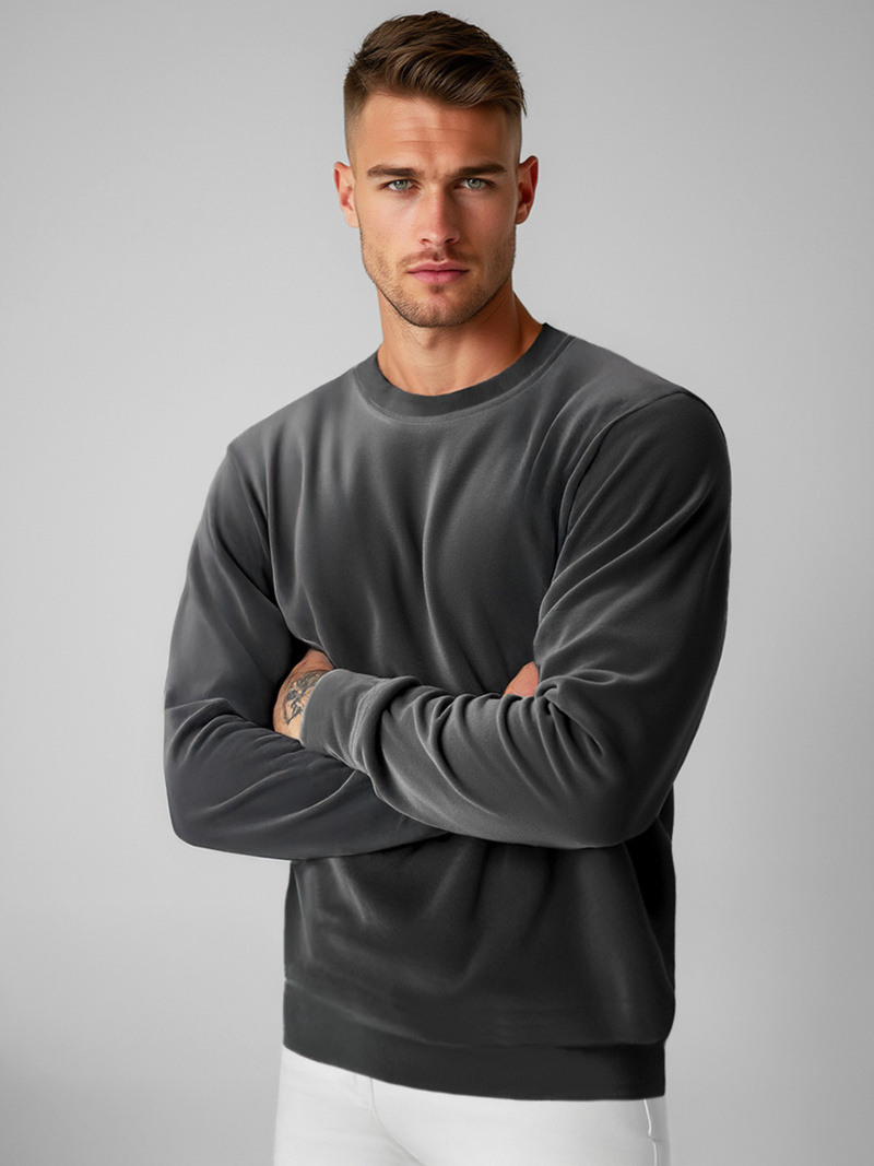 Men's Velour Sweatshirt - Anthracite OZONEE JS/8B1166/6