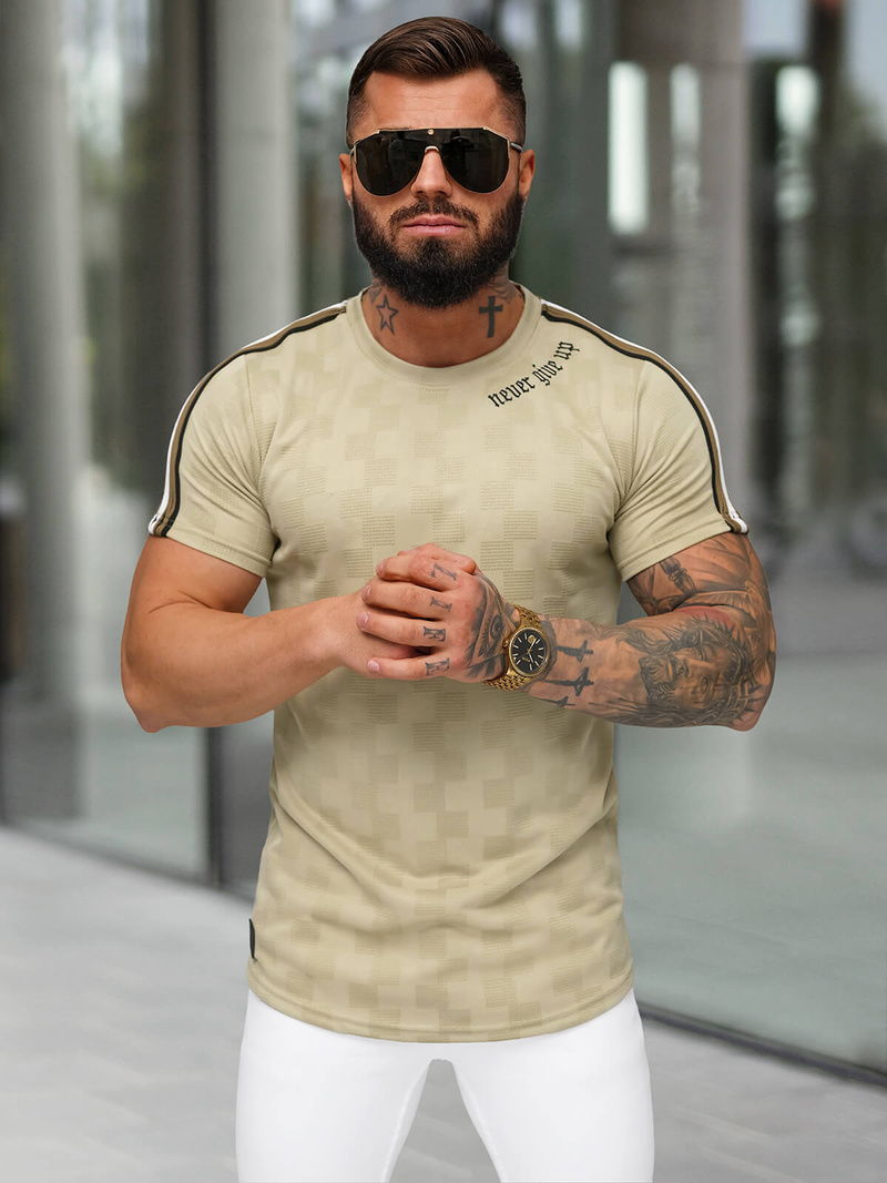 Men's T-shirt - Beige OZONEE O/QS11621
