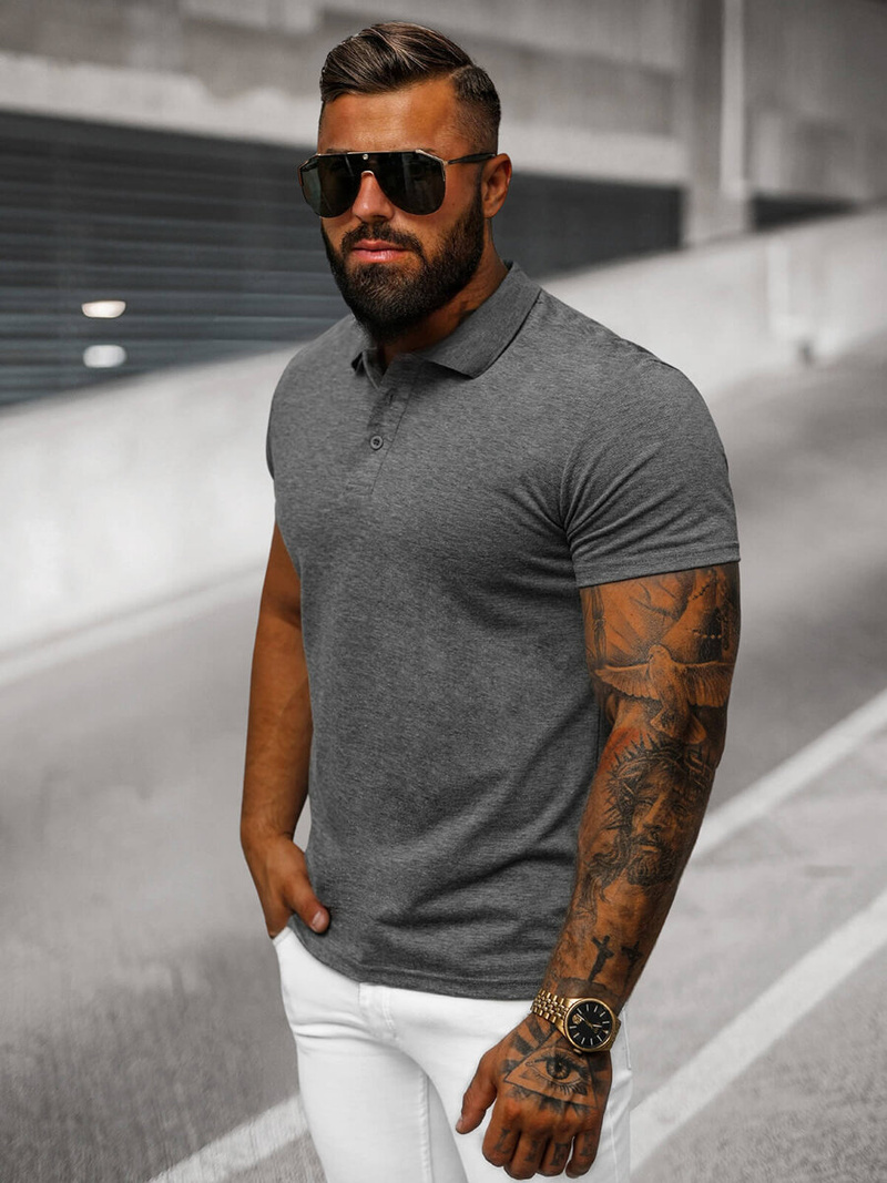 Men's Polo Shirt - Anthracite OZONEE JS/8T80/5Z