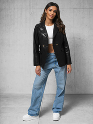 Women's Leather Jacket Black OZONEE JS/11Z8121