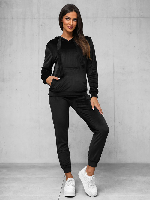 Women's Velour Tracksuit Set - Black OZONEE JS/35C1612/3