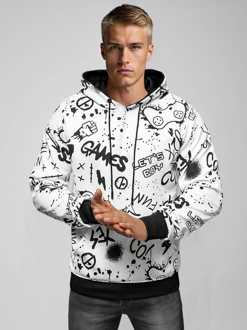 Men's Hoodie - White OZONEE JS/8B1227/1Z