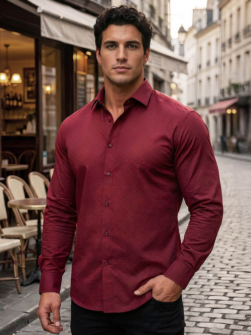 Men's Shirt - Burgundy OZONEE V/V182Z