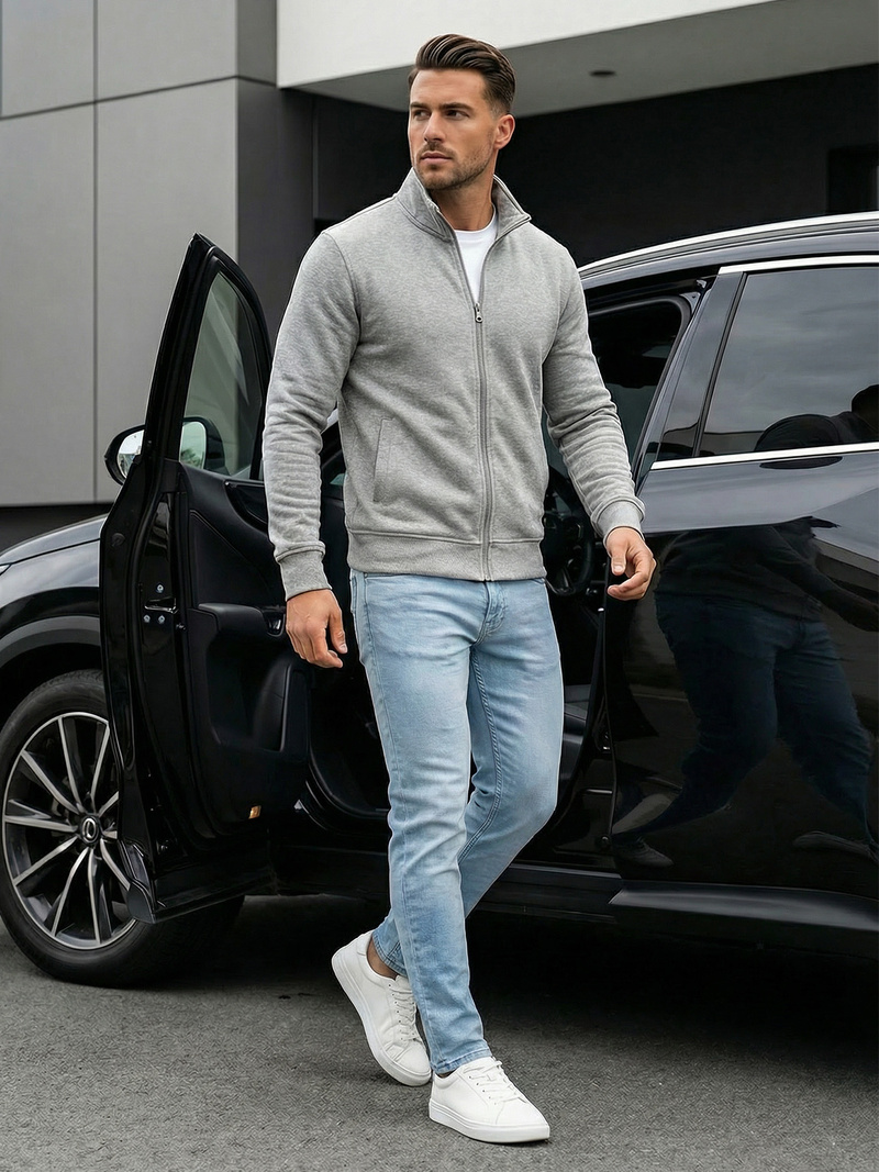 Men's Sweatshirt - Grey OZONEE JS/2002Z