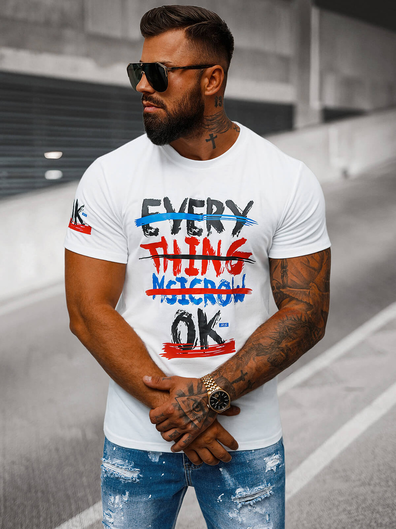 Men's T-shirt - White OZONEE O/8T1266/1