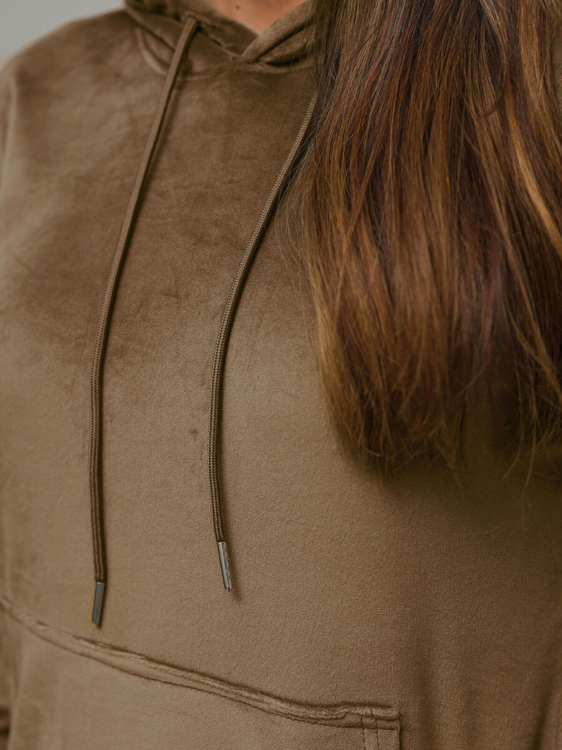 Women's Velour Tracksuit Set - Light Brown OZONEE O/8C1175/162Z