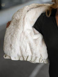 Women's Leather Jacket Beige OZONEE JS/11Z8172Z