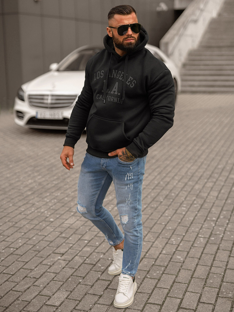 Men's Hoodie - Black OZONEE JS/8B1356/3