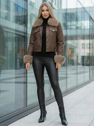 Women's Leather Jacket - Chocolate OZONEE JS/61M8513/158