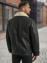 Men's Leather Jacket - Black OZONEE JS/11Z8271