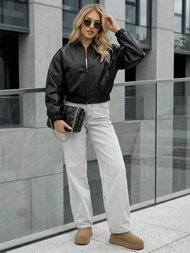 Women's Leather Jacket - Black OZONEE JS/11Z8281Z