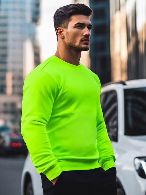 Men's Sweatshirt - Green neon OZONEE JS/2001-10Z