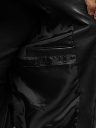Men's Leather Jacket - Black OZONEE JS/11Z8015