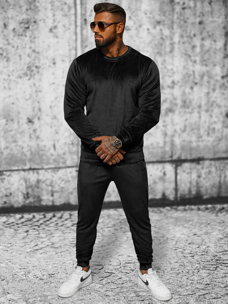 Men's Velour Tracksuit - Black OZONEE JS/8C1167/3