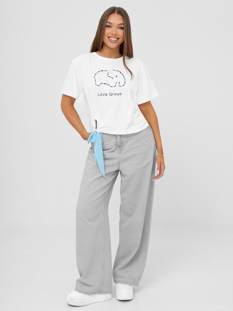 Women's T-shirt - White/Blue OZONEE JS/RJ77247