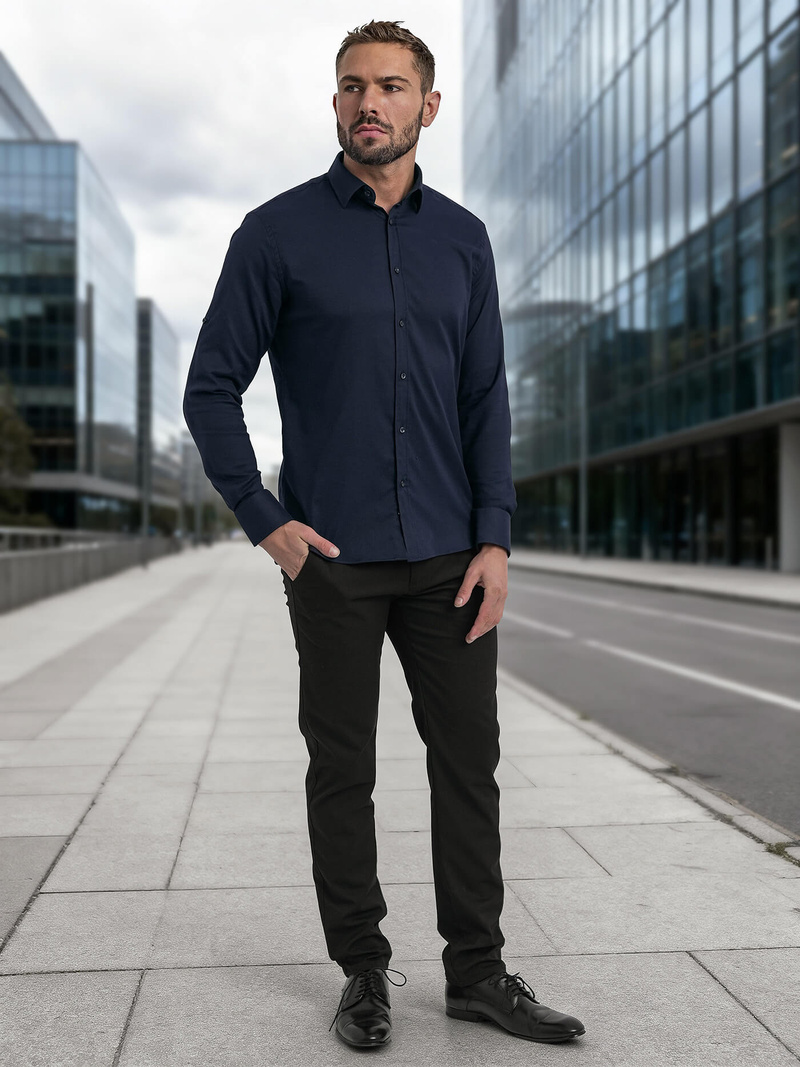 Men's Shirt - Navy Blue OZONEE V/V188