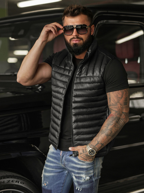 Men's gilet - black OZONEE JS/16M9298/392BZ