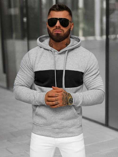 Men's Hoodie - Grey OZONEE JS/8B1308/2