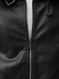 Men's Leather Jacket - Black OZONEE JB/JP1178Z