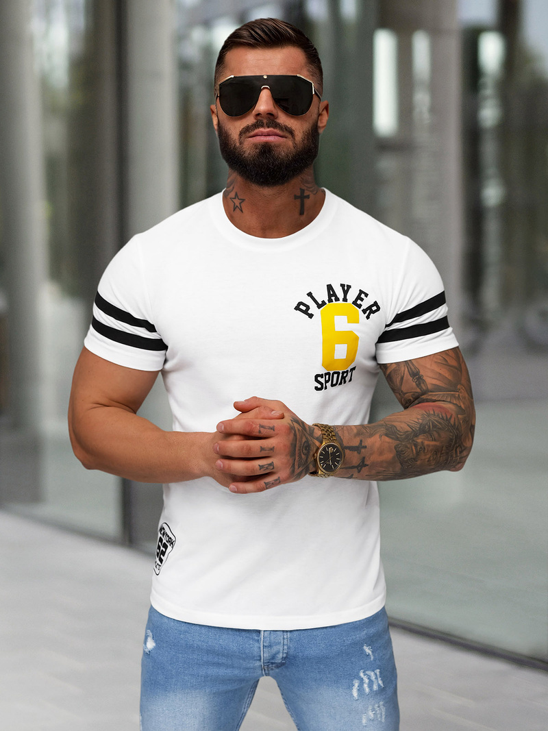 Men's T-shirt - White OZONEE JS/8B1391/1