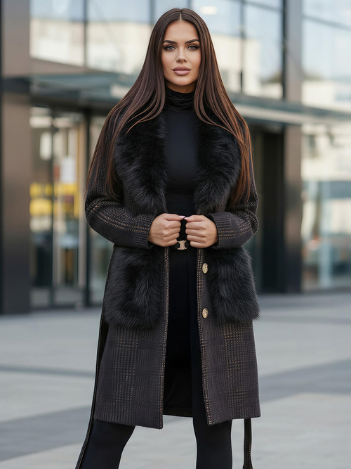 Women's coat - black OZONEE JS/53M5200/1Z