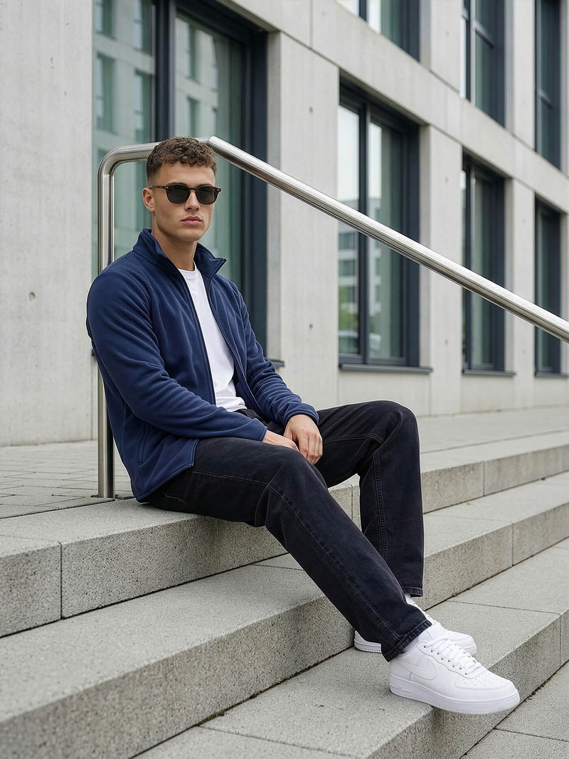 Men's Sweatshirt - Navy blue OZONEE JS/HH016/25