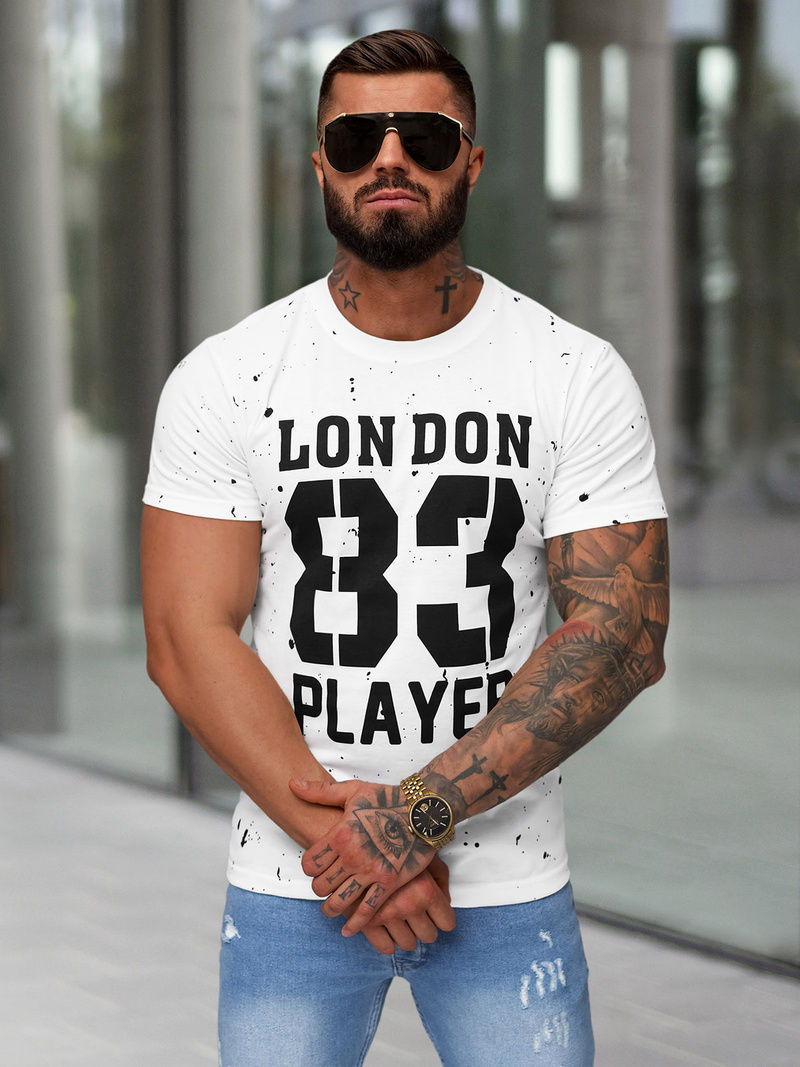 Men's T-shirt - White OZONEE JS/8B1388/1