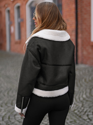 Women's Leather Jacket Black OZONEE JS/11Z8256