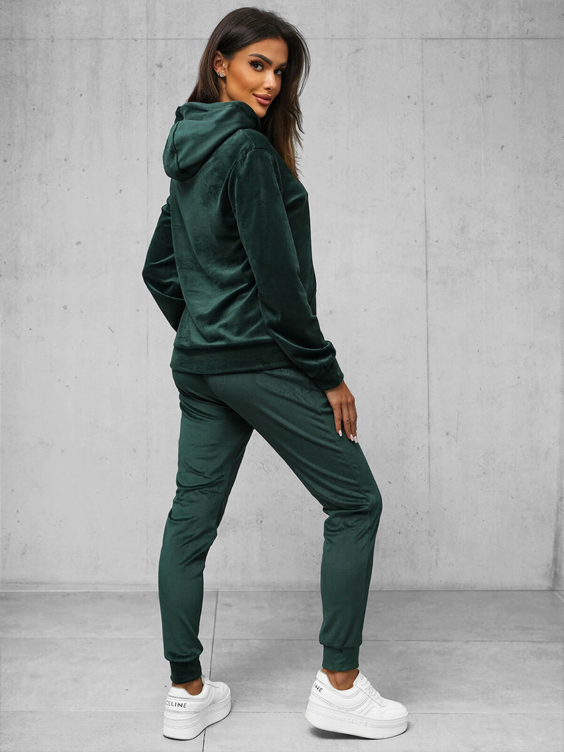 Women's Velour Tracksuit Set - Dark Green OZONEE O/8C1175/9Z