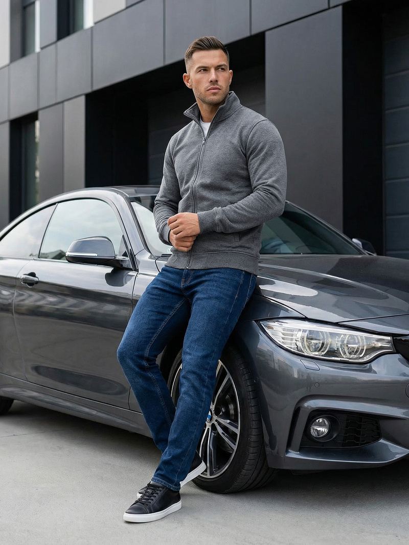 Men's Sweatshirt - Dark Grey OZONEE JS/2002Z