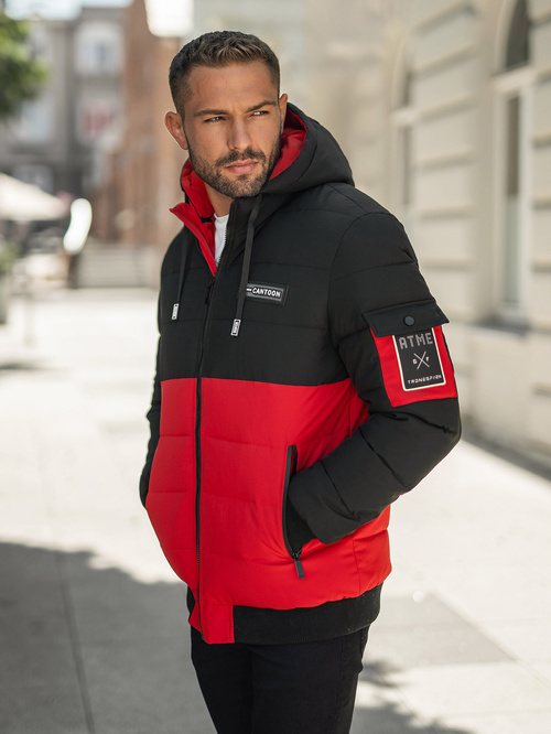 Men's Winter Jacket - Black/Red OZONEE JS/31M5083/270