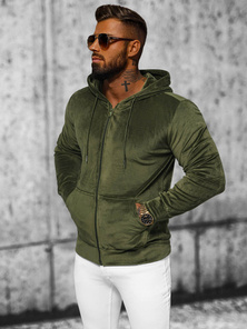 Men's Velour Hoodie - Khaki OZONEE JS/8B1168/29
