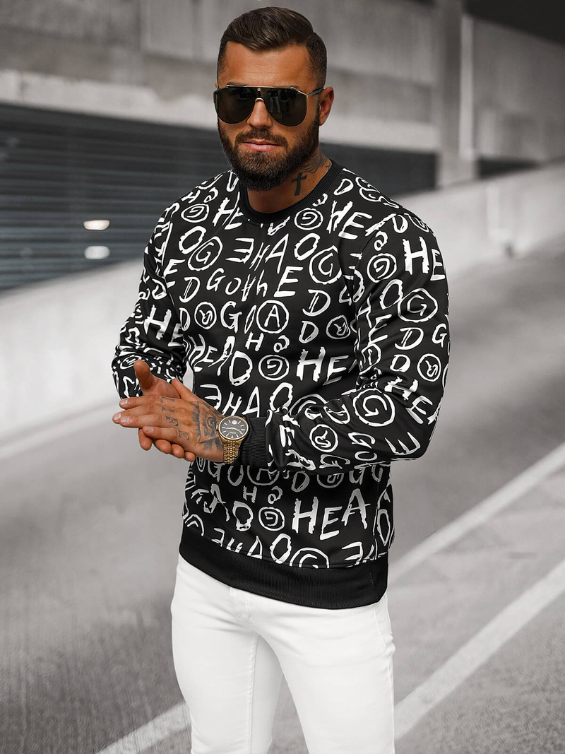 Men's Sweatshirt - Black OZONEE JS/8B1221/3