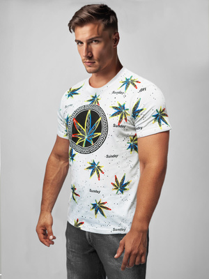 Men's T-shirt - White/Yellow OZONEE O/T136/1/BZ
