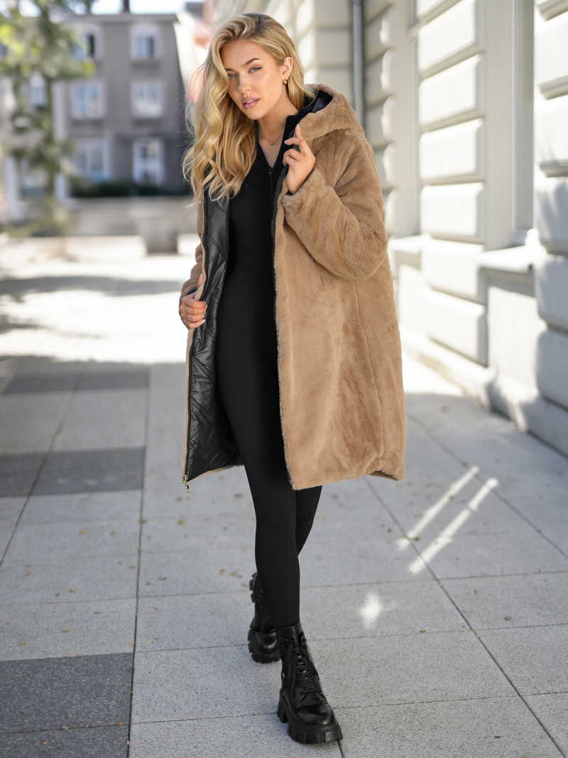 Women's long winter jacket - black OZONEE JS/5M3352/392