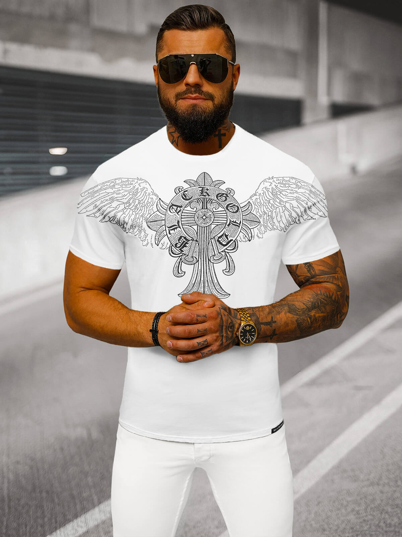 Men's T-shirt - White OZONEE NB/MT3037Z