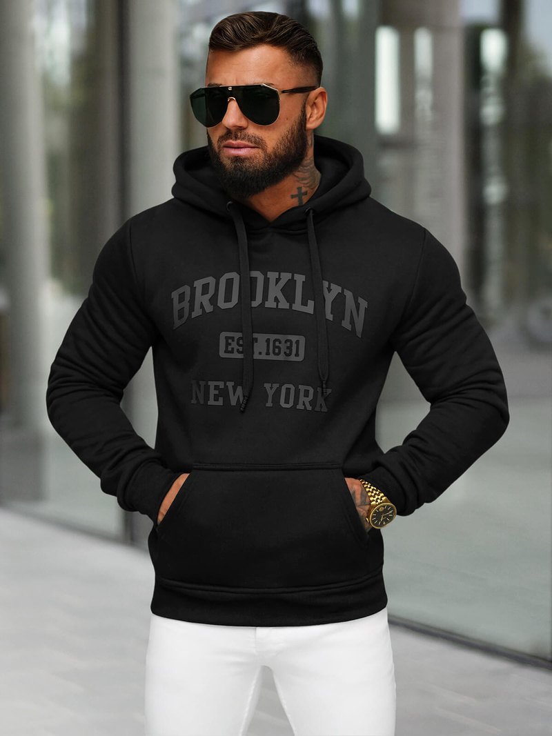 Men's Hoodie - Black OZONEE JS/8B1350/3