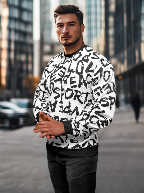 Men's Sweatshirt - White OZONEE JS/8B1191/1Z