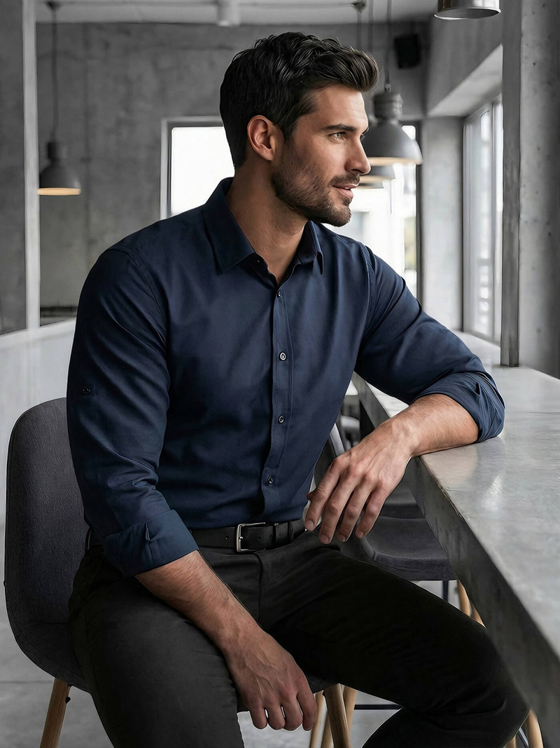 Men's Shirt - Navy Blue OZONEE V/V188Z