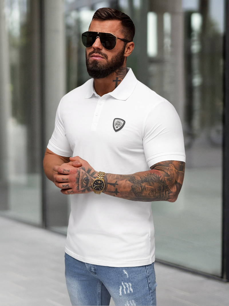 Men's Polo Shirt - White OZONEE NB/MT3121