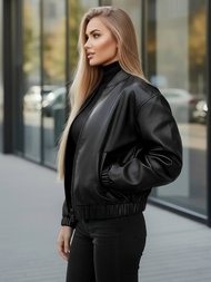 Women's Leather Jacket - Black OZONEE JS/11Z8281