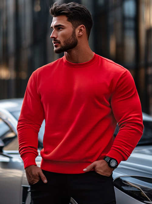 Men's Sweatshirt - Red OZONEE JS/2001-10Z