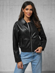 Women's Leather Jacket Black OZONEE O/G116