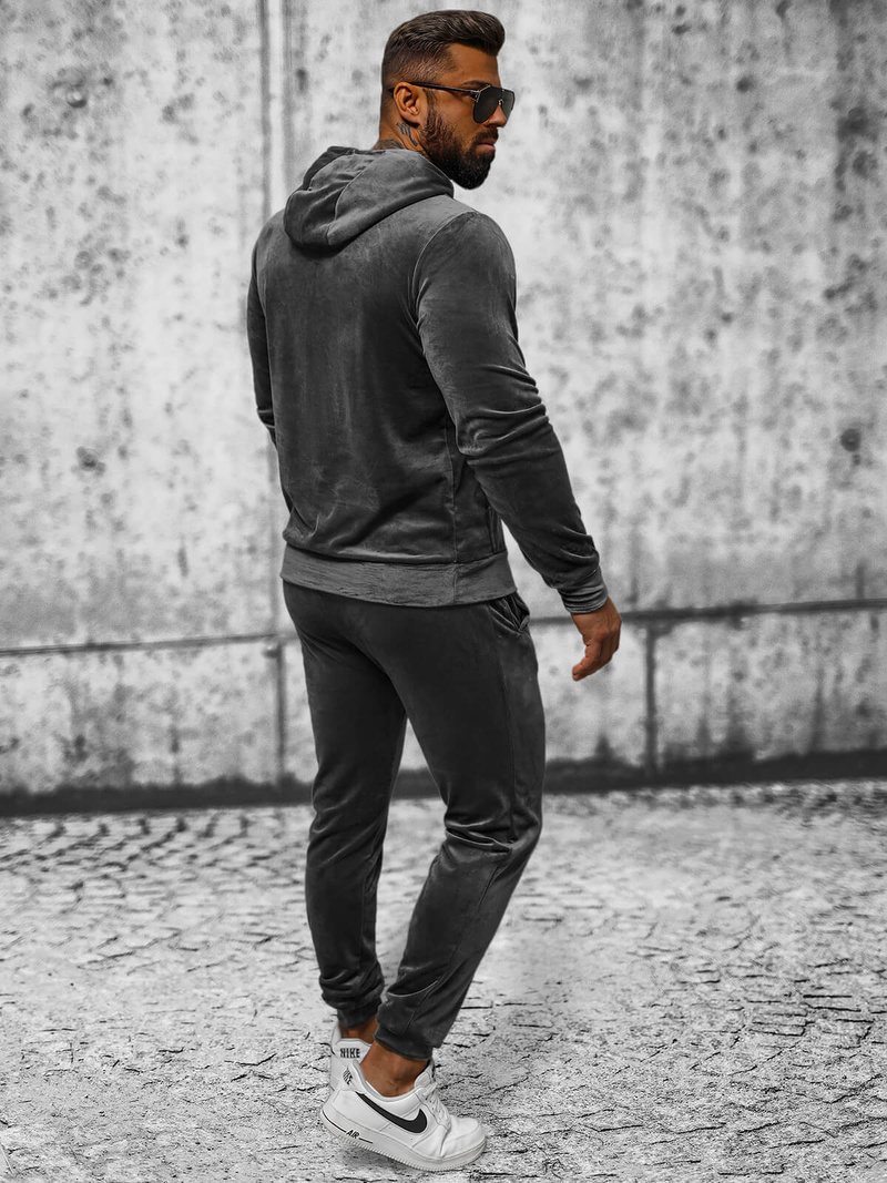 Men's Velour Tracksuit - Anthracite OZONEE JS/8C1171/6