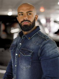 Men's denim shirt - dark blue OZONEE O/51410