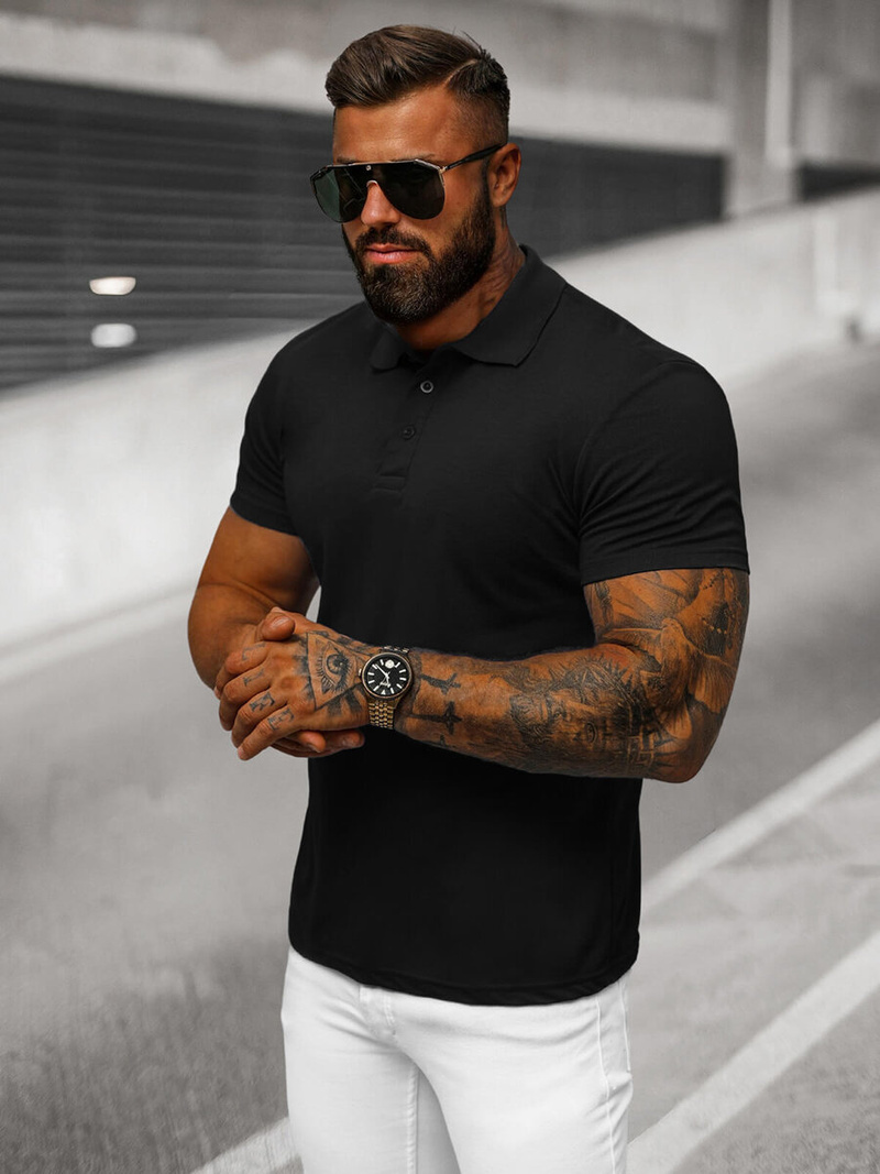 Men's Polo Shirt - Black OZONEE JS/8T80/3Z